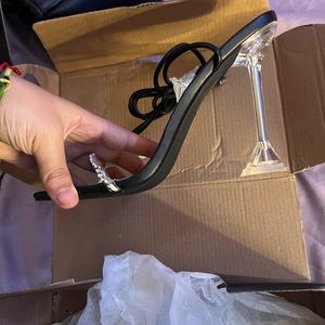 black and silver fashion nova heels